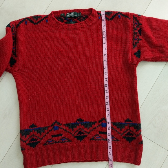 Vintage Polo by Ralph Lauren Red Wool Boys Sweater - Picture 9 of 12